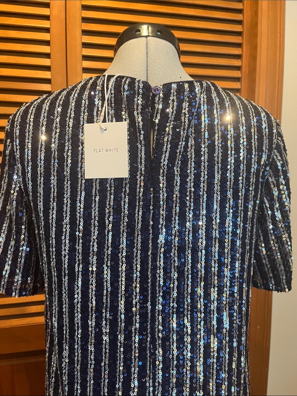 Anthropologie Black and Silver Sequin Stripe Shift Dress XXS - Picture 4 of 9